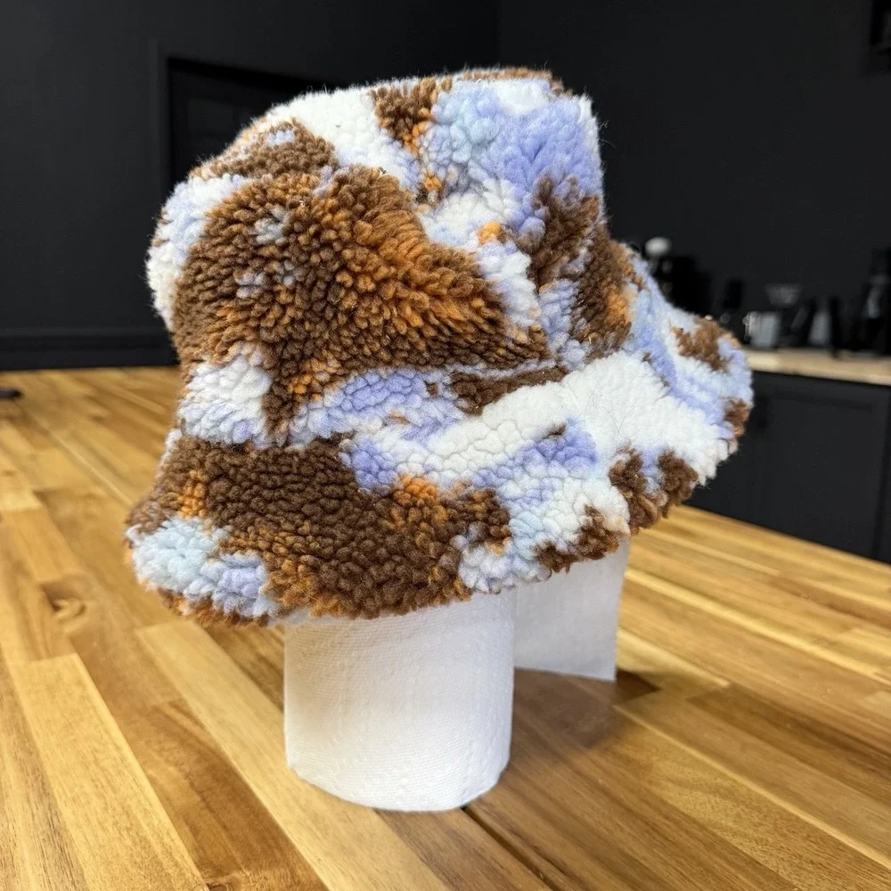 Anthropologie Faux Fur Bucket Hat Multicolor
